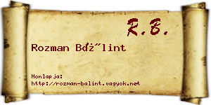 Rozman Bálint névjegykártya