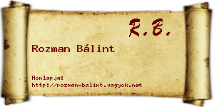 Rozman Bálint névjegykártya